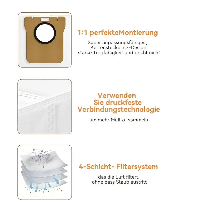 10pcs Vacuum Cleaner Bags for Xiaomi X20+\u002Ffor Xiaomi X10+\u002Ffor Dreame L10s Ultra\u002Ffor Dreame L10 Ultra\u002Ffor Dreame L20 Ultra Robot Vacuum Cleaner, 101.44oz Bag Accessories