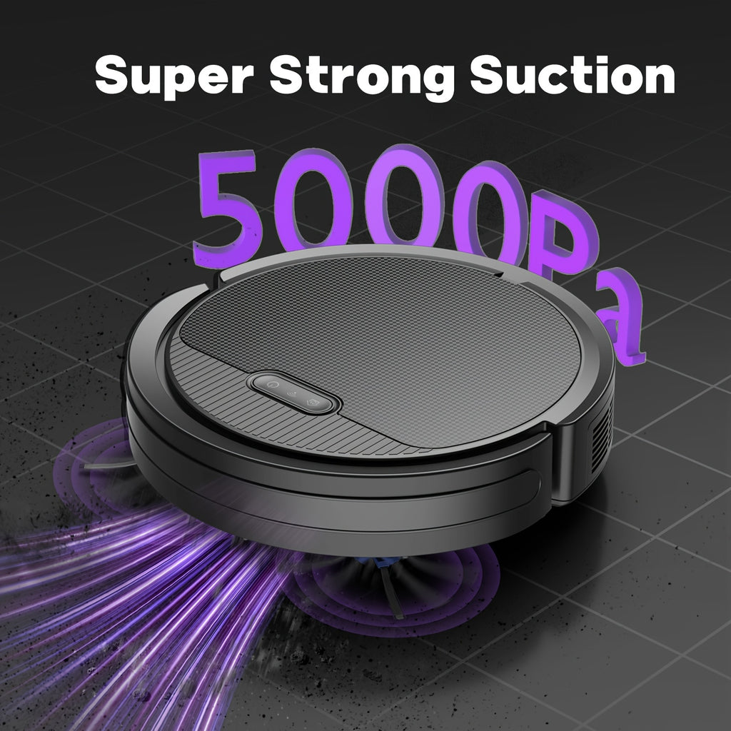 2-In-1 Robotic Vacuum And Mop with App And Voice Control, Featuring a Maximum Suction Power of 5000Pa, Scheduled Cleaning, Automatic Recharging, And Designed for Pet Hair And Low Carpets