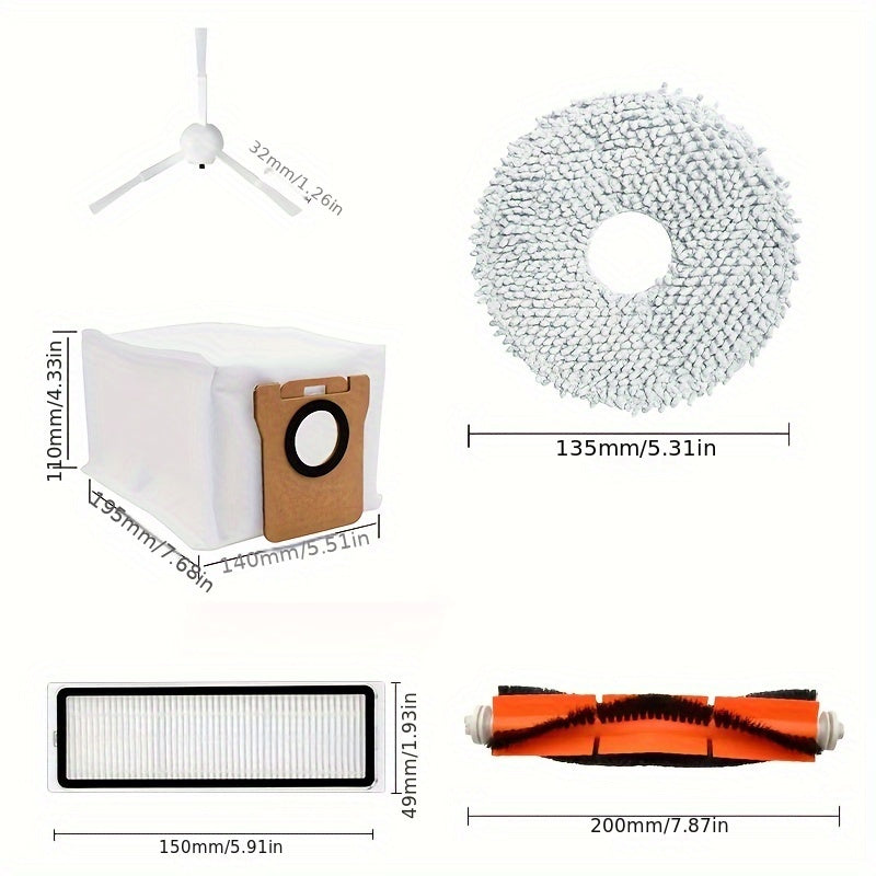 Compatible Additions for Xiaomi X10+ X10PLUS\u002FX20+ X20PLUS Robotic Vacuum Cleaner, Including Main Brush, Filter, Dust Bag, Cloth, And White Side Brushes