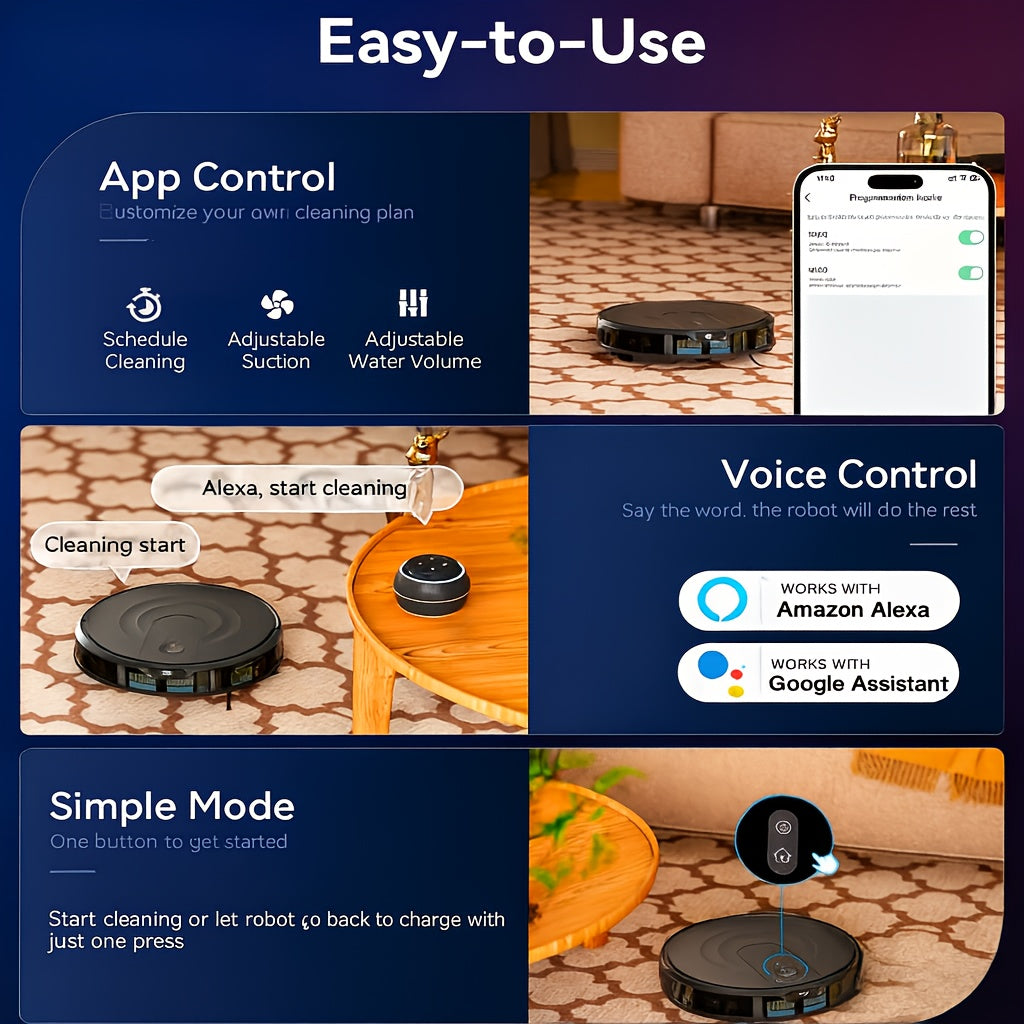 This Is a 2-In-1 Robot Vacuum And Mop with Strong Suction, Anti-Tangle Design, And Support for App\u002FAlexa Control. It Features an Ultra-Thin 2.99-Inch Profile And Is Suitable for Pet Hair And Low-Pile Carpets
