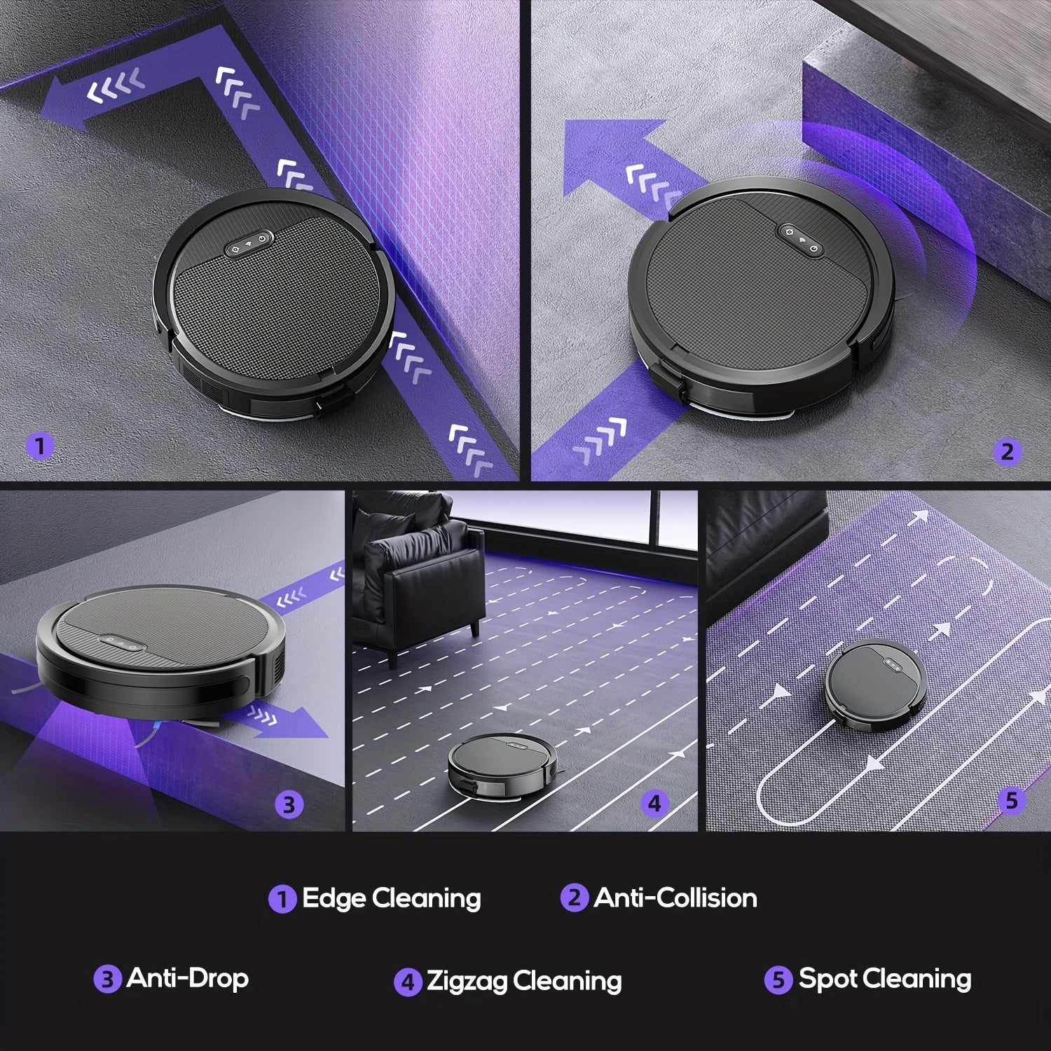 2-In-1 Robotic Vacuum And Mop with App And Voice Control, Featuring a Maximum Suction Power of 5000Pa, Scheduled Cleaning, Automatic Recharging, And Designed for Pet Hair And Low Carpets