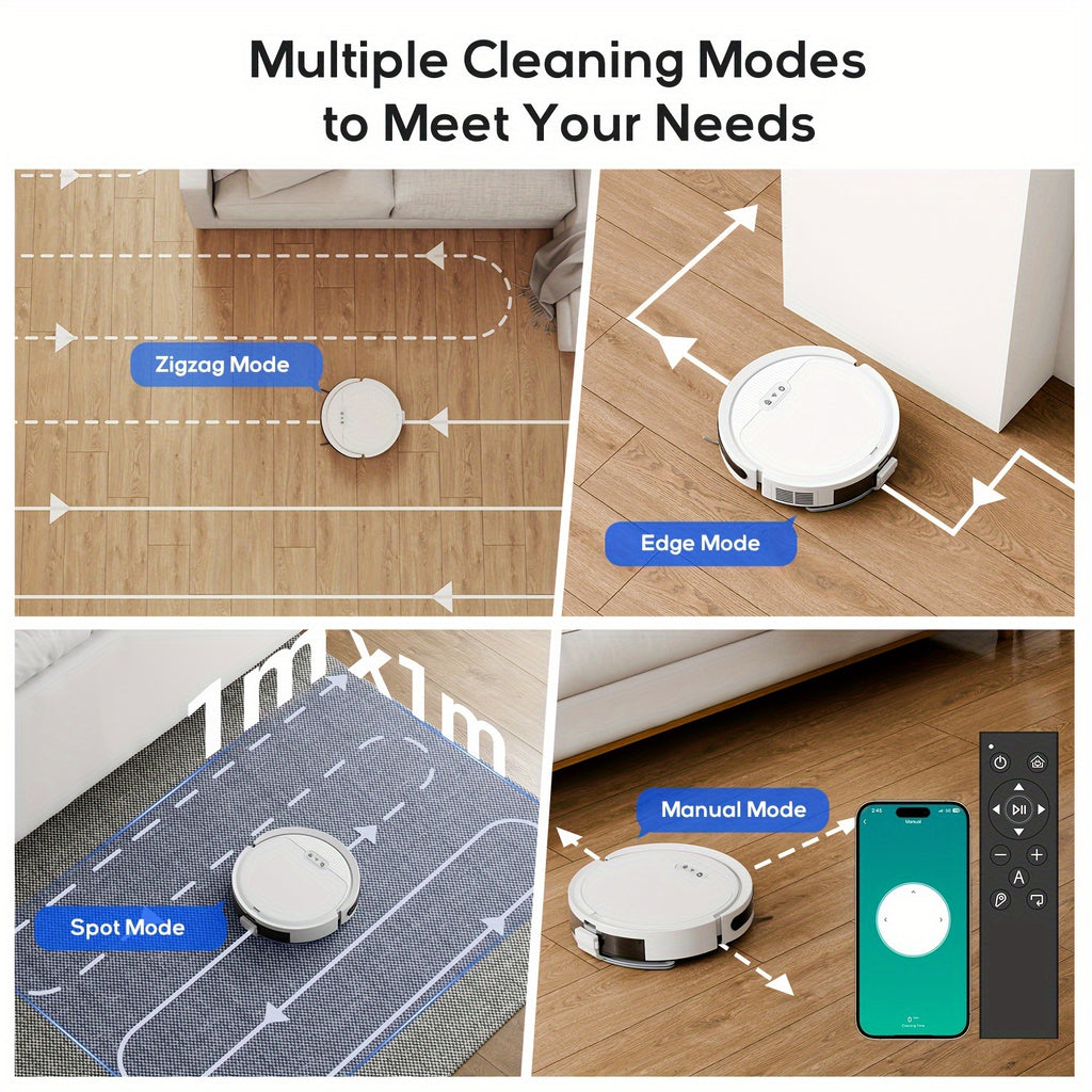 This Is a Robotic Vacuum And Mop Combination Featuring Powerful 5000PA Suction, Various Cleaning Modes, And a 2-In-1 Design. It Can Be Controlled Via an App, Remote, Or Alexa Voice Commands