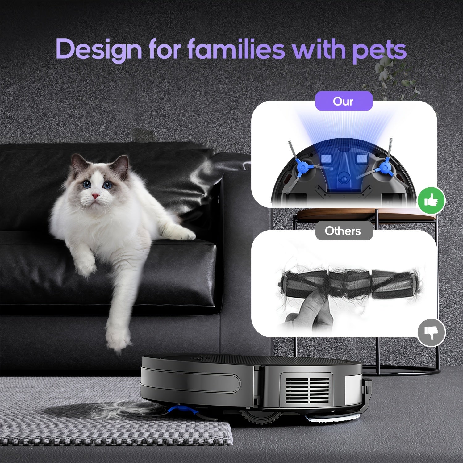 2-In-1 Robotic Vacuum And Mop with App And Voice Control, Featuring a Maximum Suction Power of 5000Pa, Scheduled Cleaning, Automatic Recharging, And Designed for Pet Hair And Low Carpets