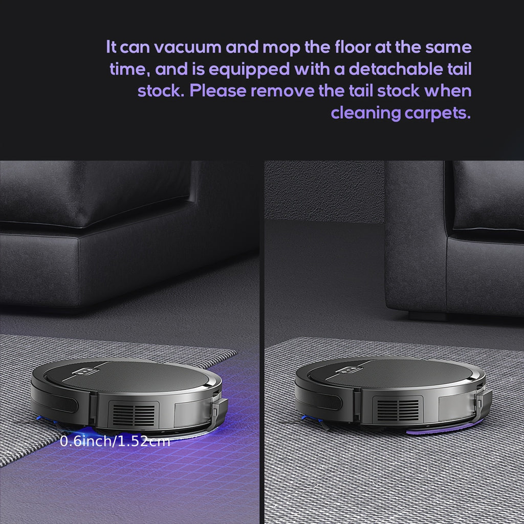 2-In-1 Robotic Vacuum And Mop with App And Voice Control, Featuring a Maximum Suction Power of 5000Pa, Scheduled Cleaning, Automatic Recharging, And Designed for Pet Hair And Low Carpets