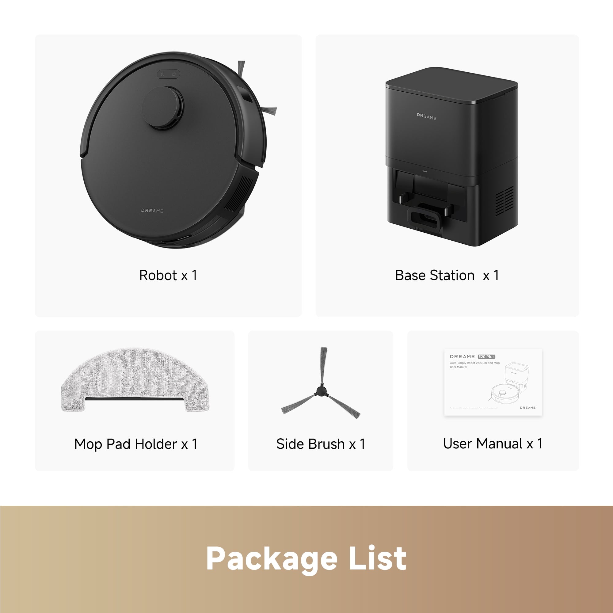 Dreame 3-In-1 E20 Plus Robot Vacuum And Mop | Smart Technology Auto-Empty, Auto-Avoid, Auto-Clean, Rechargeable Lithium Battery, Operating Voltage 110V-130V