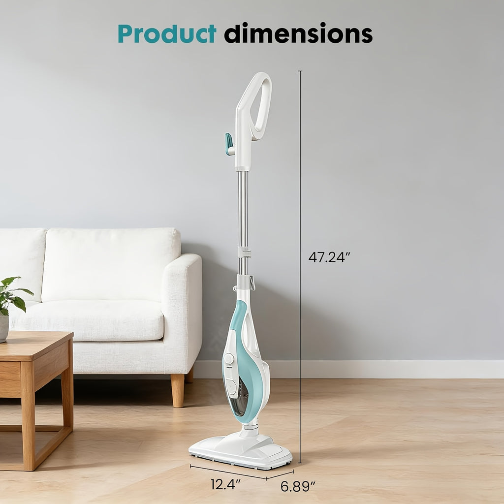 10-in-1 Multipurpose Steam Mop& Cleaner - 1300W Powerful Steam For Floors(Hardwood, Tile, Grout), Carpets, Windows& More, Includes 2 Pads& 16FT Cord