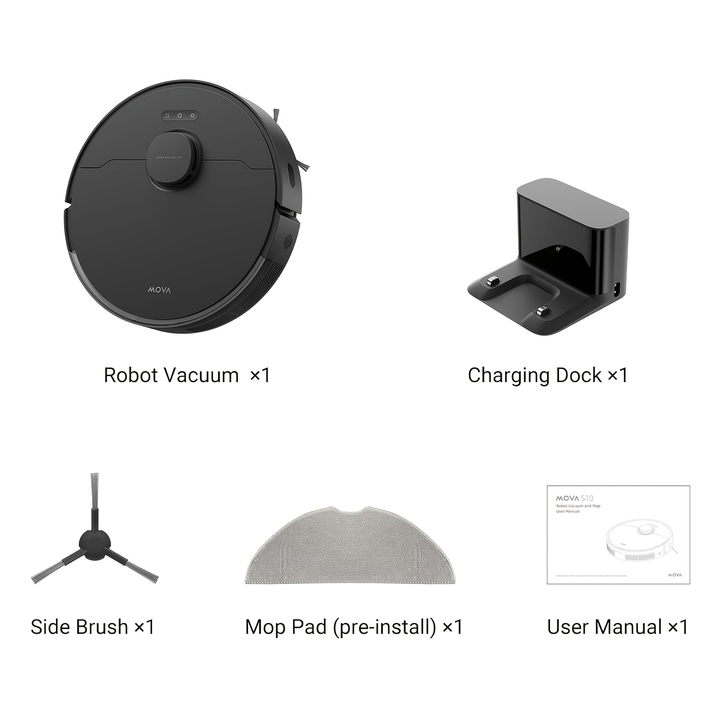 MOVA S10 Robot Vacuum Cleaner MOVA S10 Robot Vacuum Cleaner: 7000Pa Suction, 260m Min Run Time, Liftable Brush, Self-Charging for Home, Pet Hair, Hard Floors, App & Voice Control
