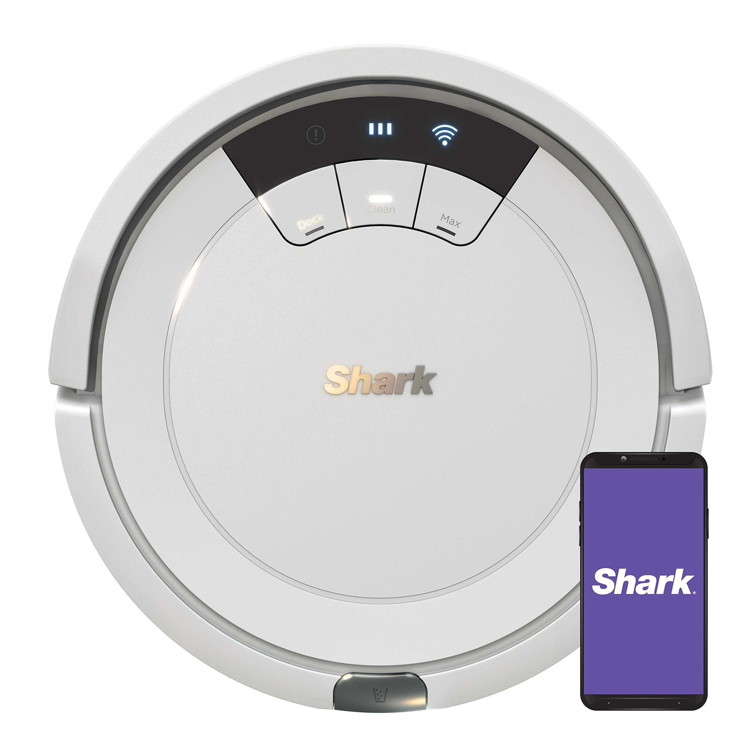 Shark AV752 \u002F RV763 ION Robot Vacuum, Tri-Brush System, Wifi Connected, 120 Min Runtime, Works with Alexa, Multi Surface Cleaning, White