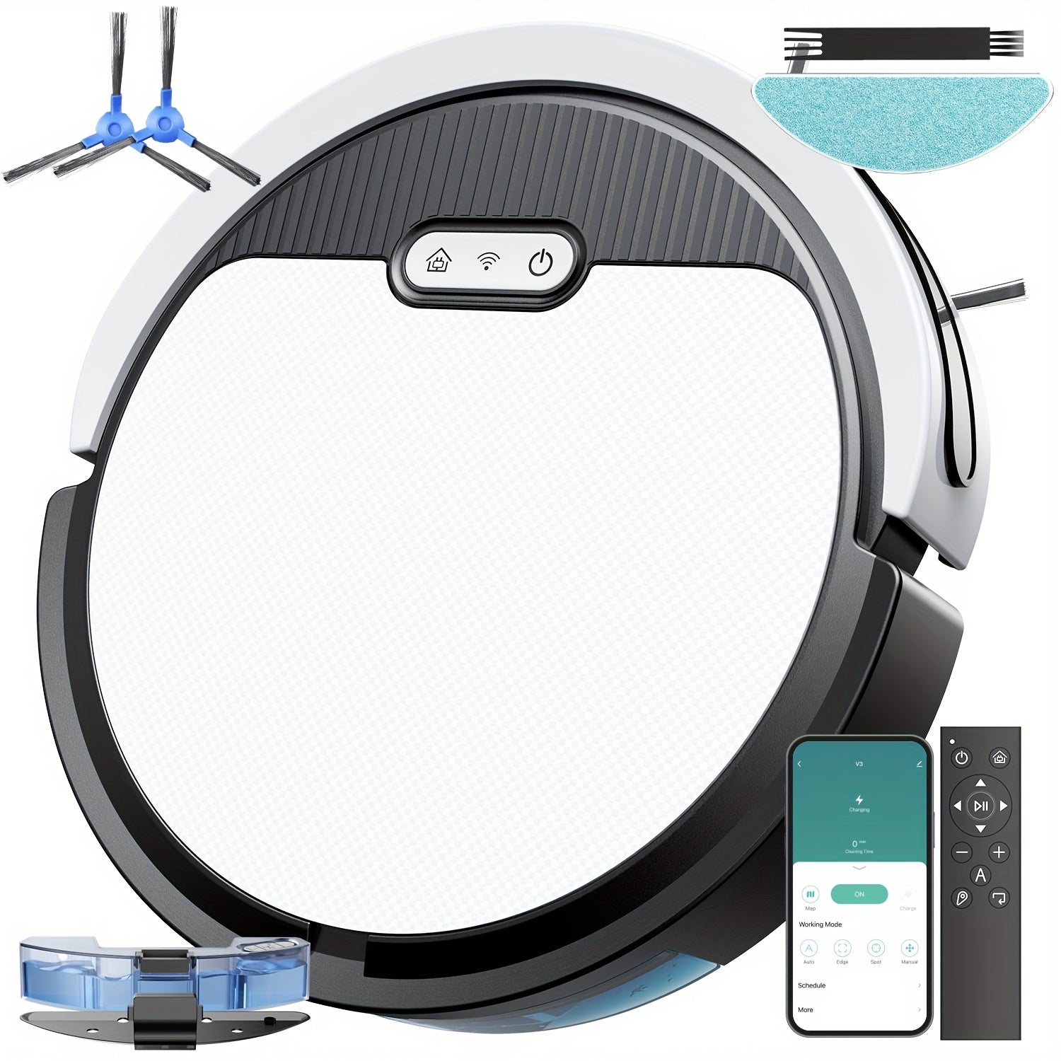 2-In-1 Robotic Vacuum And Mop with App And Voice Control, Featuring a Maximum Suction Power of 5000Pa, Scheduled Cleaning, Automatic Recharging, And Designed for Pet Hair And Low Carpets