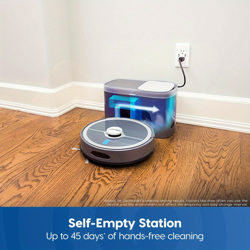Vacmaster 3-in-1 Robot Vacuum Cleaner Pet Companion and Mop Combo with Self-Empty Station for 45 Days, LiDAR Navigation, 3000Pa Strong Suction, Multi-Floor Mapping for Homes with Pets, Carpet & Hard Floors