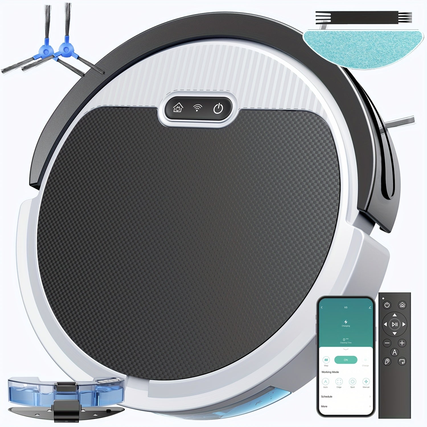 2-In-1 Robotic Vacuum And Mop with App And Voice Control, Featuring a Maximum Suction Power of 5000Pa, Scheduled Cleaning, Automatic Recharging, And Designed for Pet Hair And Low Carpets